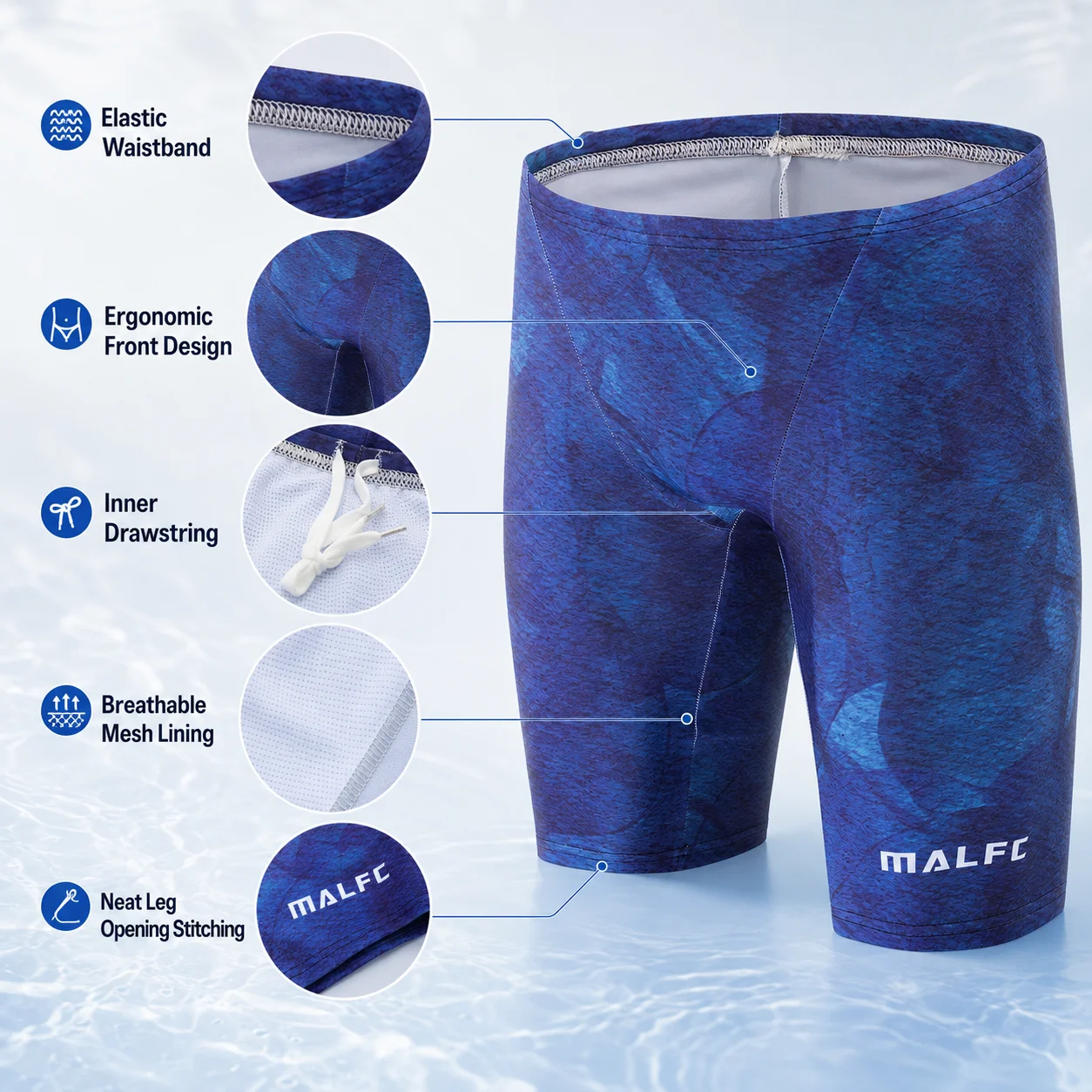 MALFC Summer Men's Swim Jammer Short Training Swimsuit Quick Drying Beach Swimming Trunks Swimwear Sports Tights Surf Shorts thumbnail 4