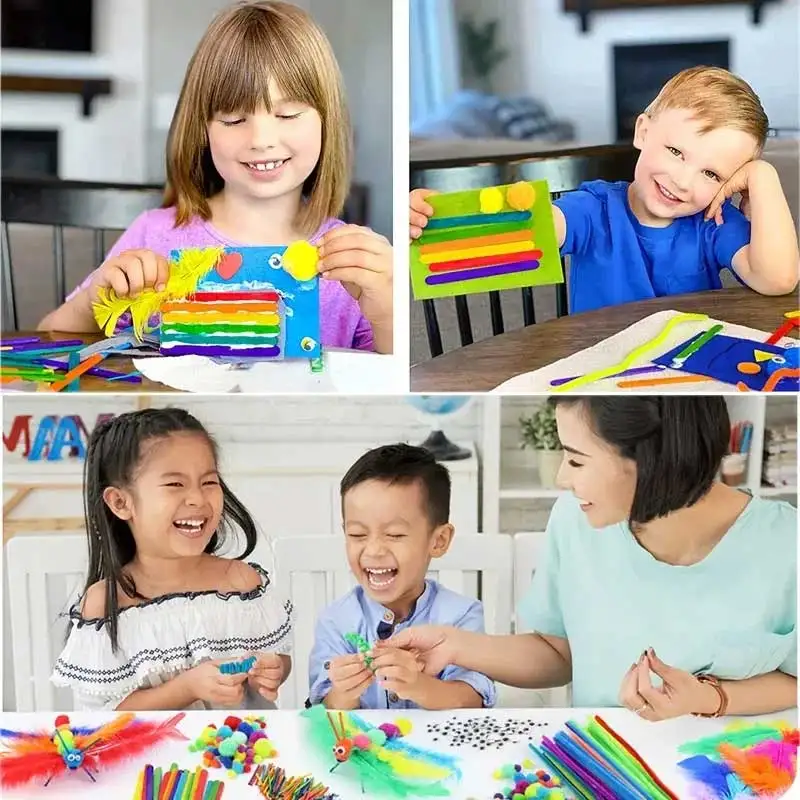 Pipe Cleaners Craft Bulk Supplies Kits Popsicle Sticks Foam Stickers Feathers Pompoms Googly Eyes All Inclusive Crafting Bundle thumbnail 3