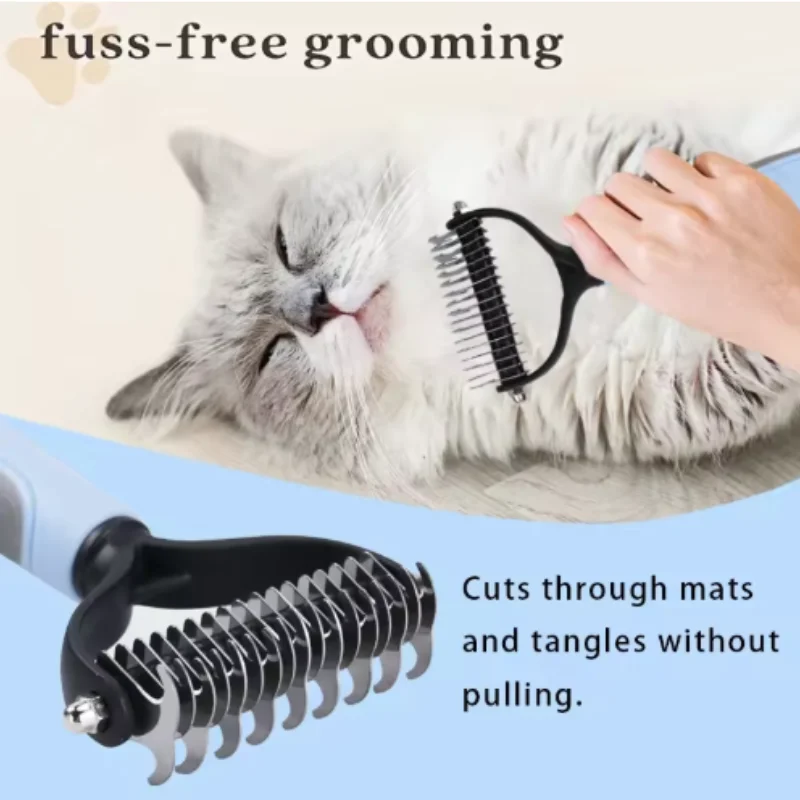 Double Sided Stainless Steel Pet Deshedding Brush Dog Grooming Comb for Shedding And Dematting - Efficient Pet Care Tool thumbnail 6