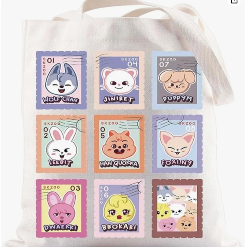38 Style Stray Kids Skzoo Printed Canvas Tote Single-Shoulder Student Fashion Tote Bag thumbnail 4