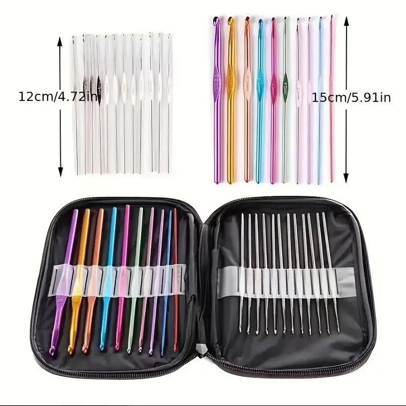 Random Crochet Color Mixed Color Aluminum Crochet Hook Needles for DIY knitting Yarn Kit tools with Case Crochet Kit thumbnail 2