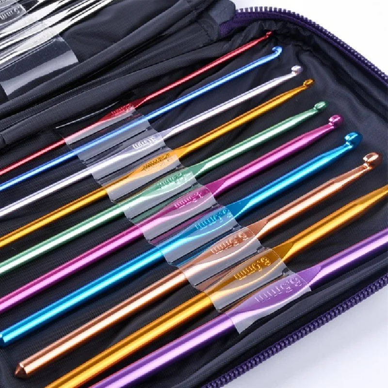 Random Crochet Color Mixed Color Aluminum Crochet Hook Needles for DIY knitting Yarn Kit tools with Case Crochet Kit thumbnail 3