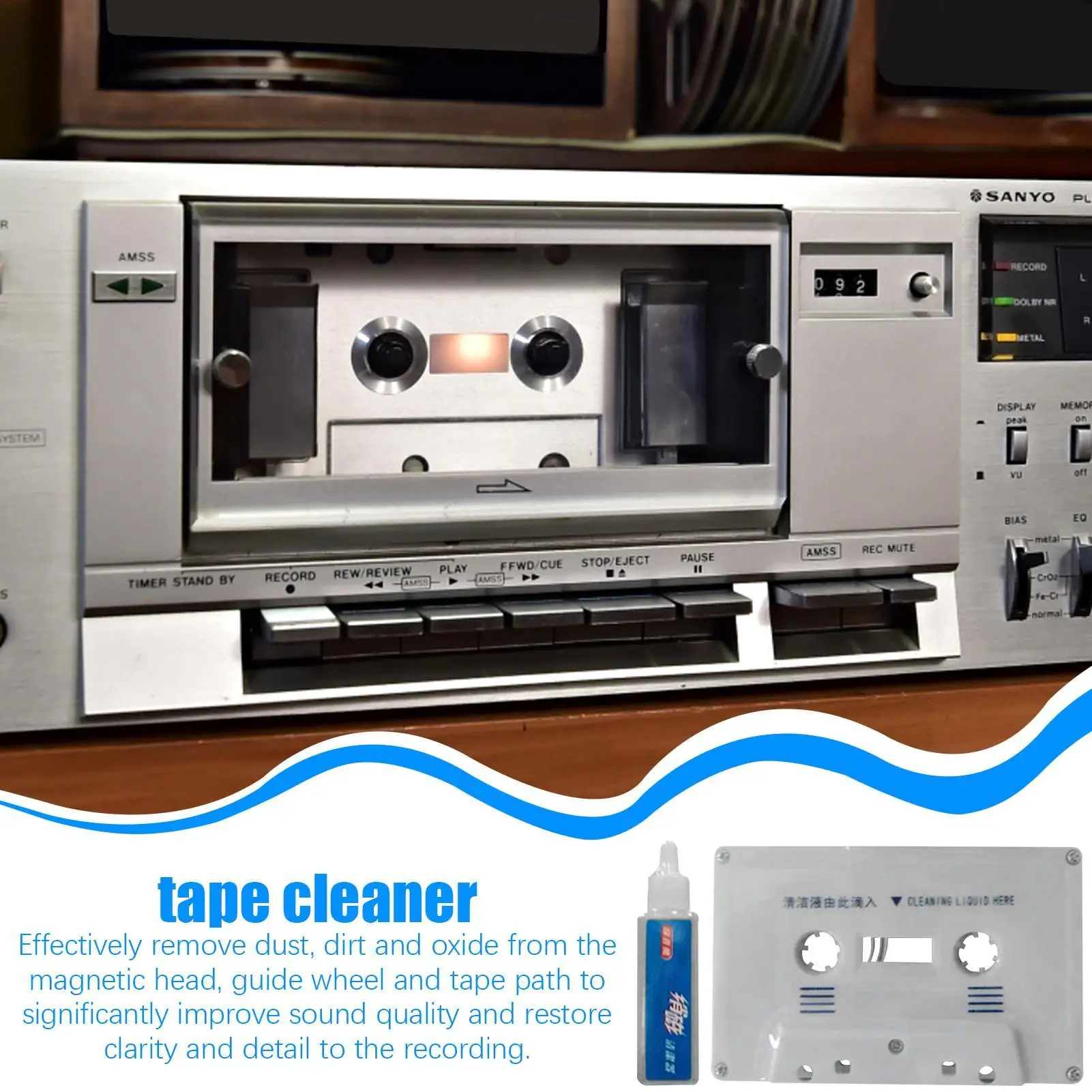 Cassette Tape Head Cleaner Care Wet Maintenance Kit Audio Protect the magnetic head Cleaner Cleaner Restore sound quality thumbnail 2