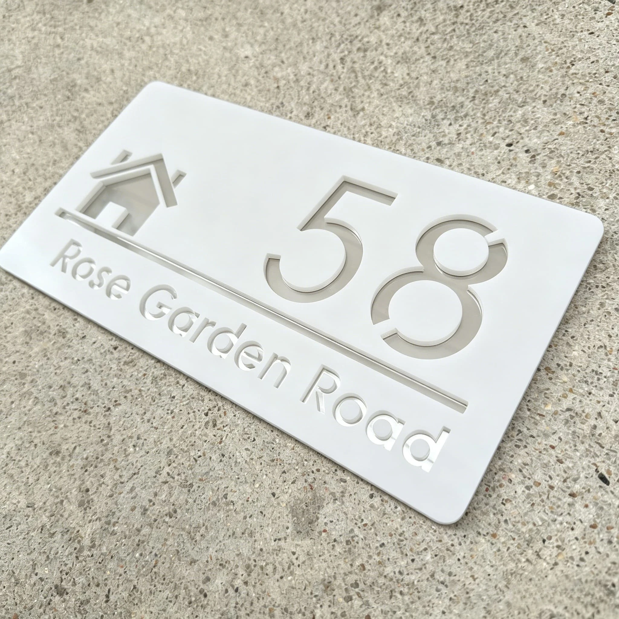 Personalized Laser Cut Acrylic Sign Modern House Number OutDoor Plaque Family Name Plate Door Signs Matte Black Mirror Silver thumbnail 3