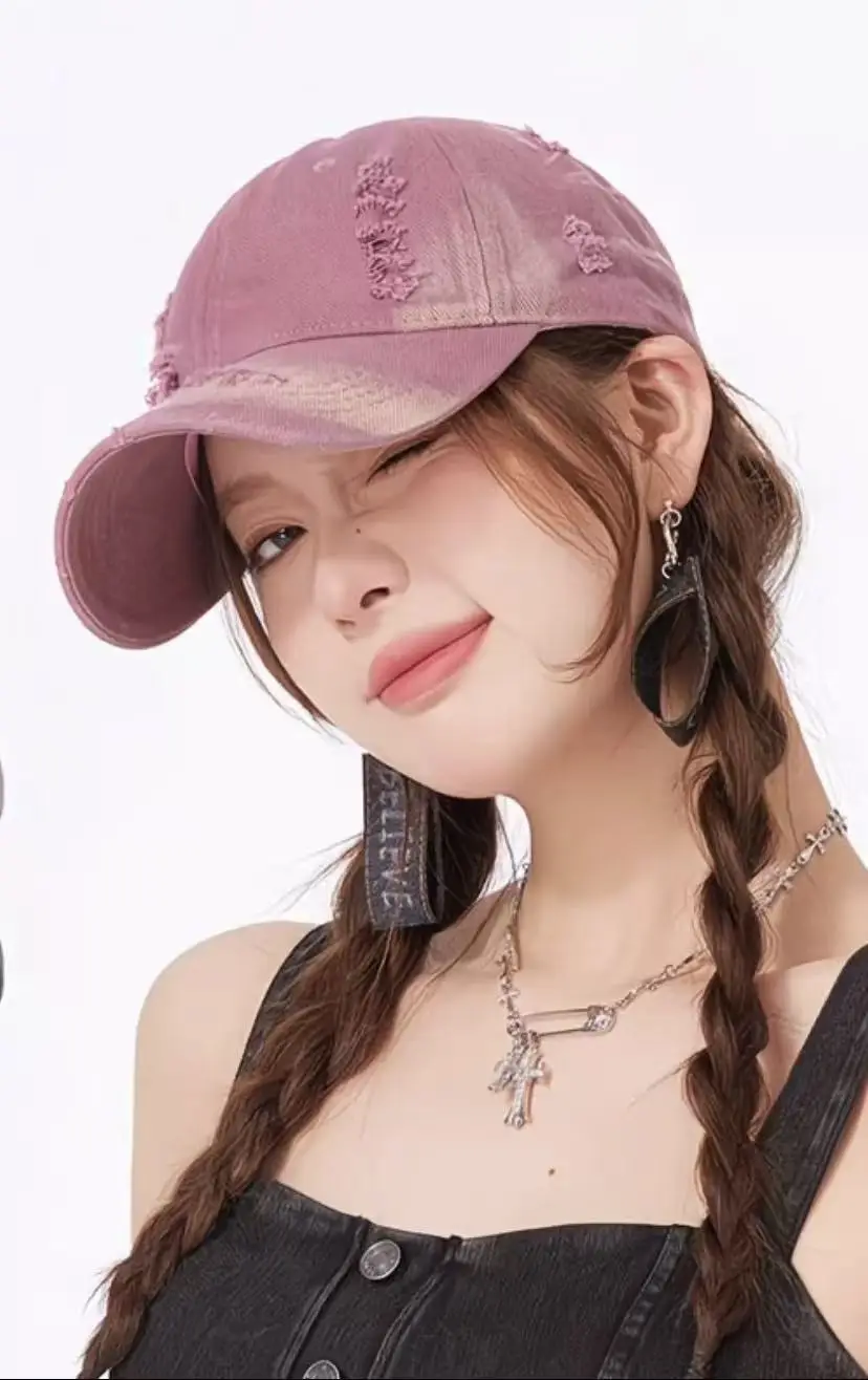 Baseball Cap For Women Men Unisex Dad Hat Broken Hole Washed Cap Summer Breathable Hip Hop Fashion Design Street Dance Snapback thumbnail 2