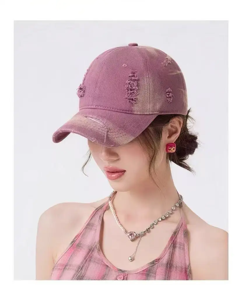 Baseball Cap For Women Men Unisex Dad Hat Broken Hole Washed Cap Summer Breathable Hip Hop Fashion Design Street Dance Snapback thumbnail 6