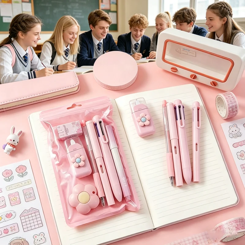 7-in-1 Stationery Set Birthday Present Back to School Gift Pencil Eraser Students Prize School Office Correction Tape Kids hopk thumbnail 3