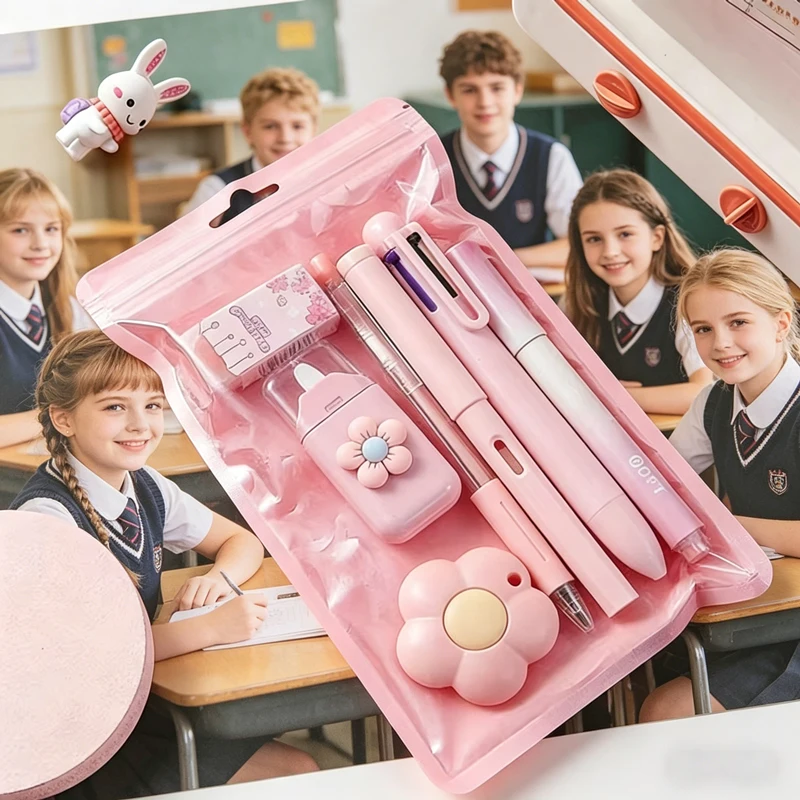 7-in-1 Stationery Set Birthday Present Back to School Gift Pencil Eraser Students Prize School Office Correction Tape Kids hopk thumbnail 5