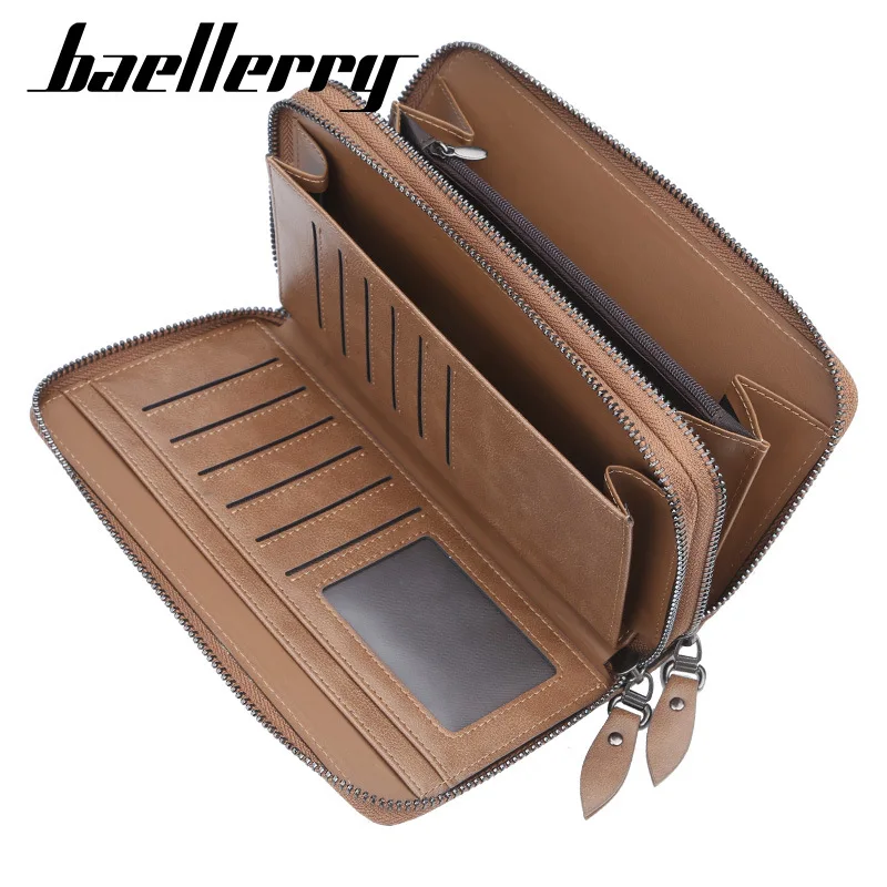 Men's Large Capacity Business Clutch Handbag Multi-functional Wallet with Double Zipper Long Phone Bag And Item Storage thumbnail 4