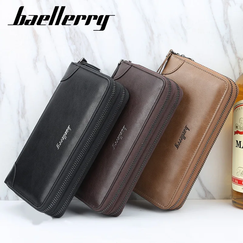 Men's Large Capacity Business Clutch Handbag Multi-functional Wallet with Double Zipper Long Phone Bag And Item Storage thumbnail 6