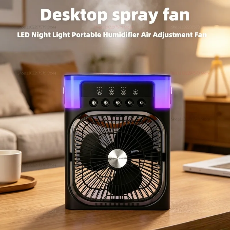 3 in 1 Portable Air Cooler Fan Humidifier Night Light USB Mist Maker Mini Air Conditioner for Bedroom Office Home Appliance thumbnail 3