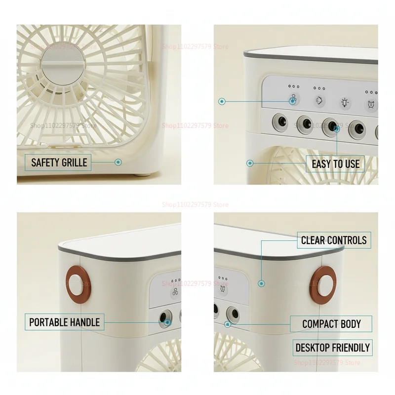 3 in 1 Portable Air Cooler Fan Humidifier Night Light USB Mist Maker Mini Air Conditioner for Bedroom Office Home Appliance thumbnail 4