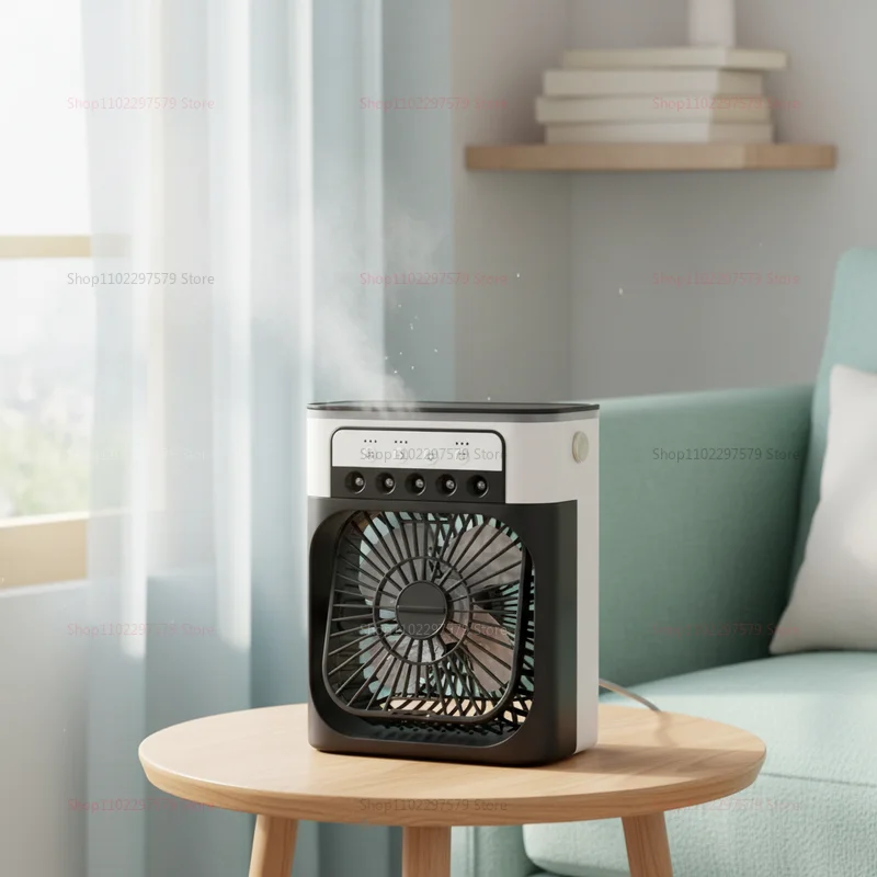 3 in 1 Portable Air Cooler Fan Humidifier Night Light USB Mist Maker Mini Air Conditioner for Bedroom Office Home Appliance thumbnail 5