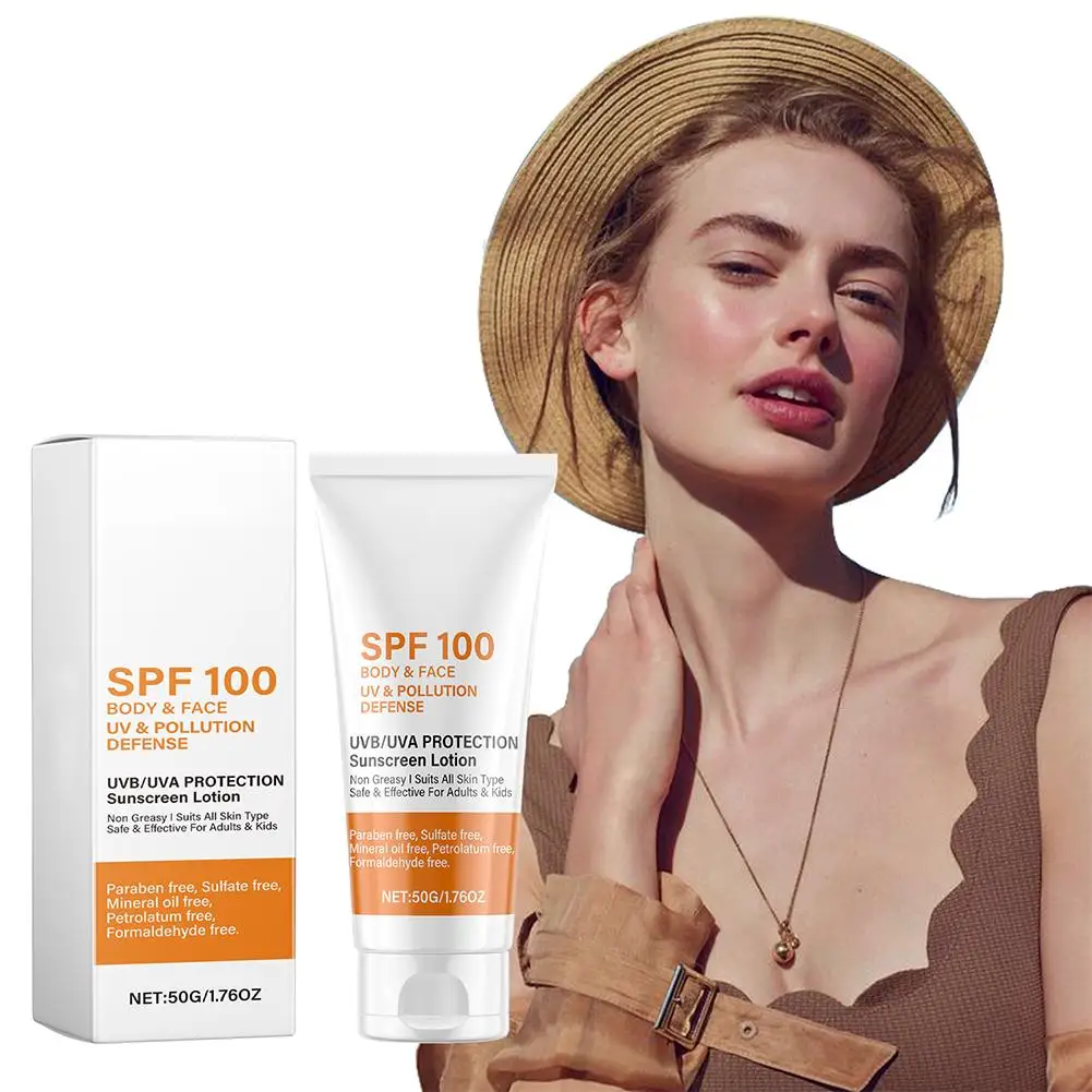 SPF 100+ Sunscreen Face Body Protector Sunblock Cream Centella Repair UV Isolation Anti-Aging Sensitive Skin Care 50g thumbnail 2