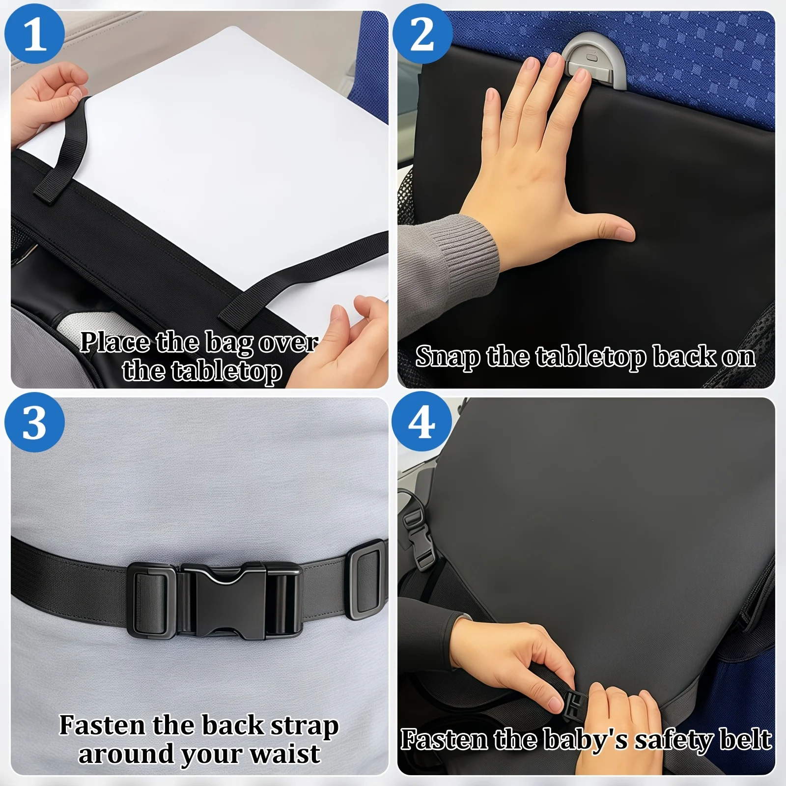 1 Piece, Children's Airplane Travel Seat Extender, Portable Foldable Hammock, Adjustable Children's Travel Bed, Suitable for Airplanes, Trains, Cars thumbnail 6