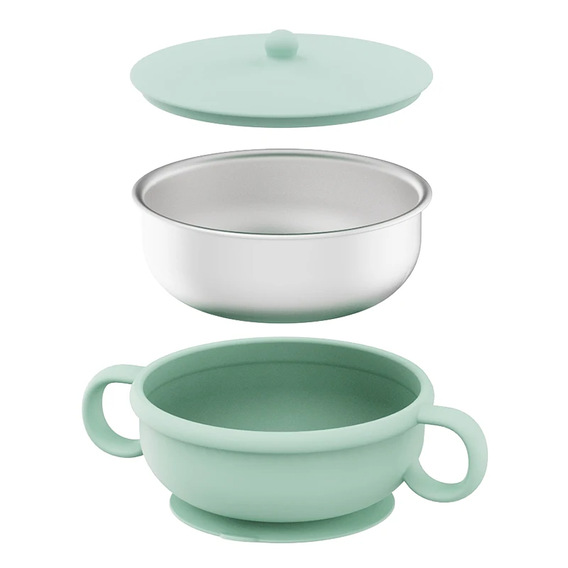 Baby Suction Bowl with Lid, 2-in-1 Stainless Steel 304 Toddler Bowl & Removable Silicone Suction Kids Bowl Non Toxic Snack Dish thumbnail 6