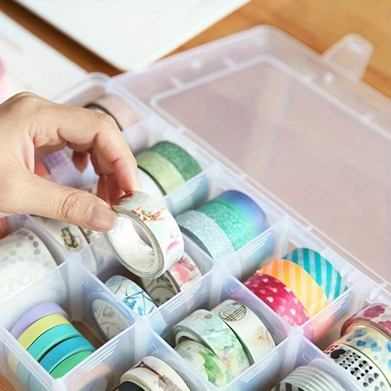 15-Grid Plastic Organizer Box with Dividers ,Container for Washi Tapes,Jewelry, Crafts, Fishing Tackles, Beads Storage, Craft thumbnail 4