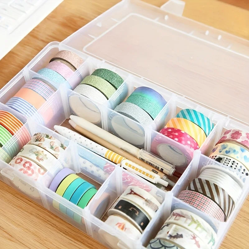 15-Grid Plastic Organizer Box with Dividers ,Container for Washi Tapes,Jewelry, Crafts, Fishing Tackles, Beads Storage, Craft thumbnail 3