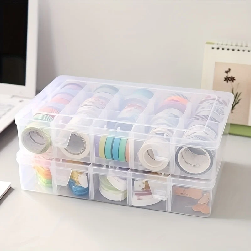 15-Grid Plastic Organizer Box with Dividers ,Container for Washi Tapes,Jewelry, Crafts, Fishing Tackles, Beads Storage, Craft thumbnail 2