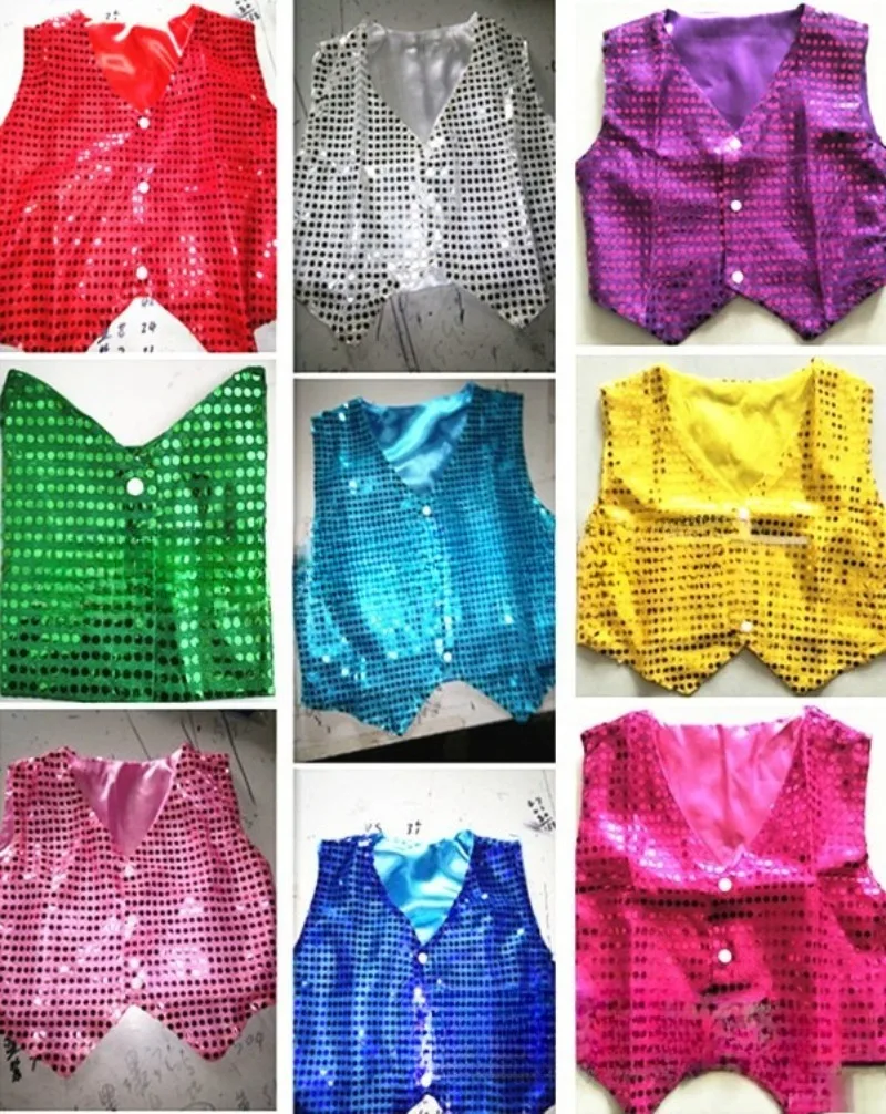 Kids Sequin Hip Hop Vest  Glitter Performance Vest Soft  Stretchy S-L  Reversible Shine for Street Dance  Stage Show thumbnail 4