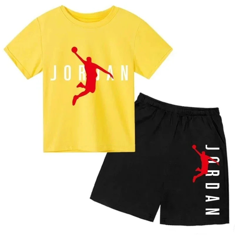 Summer Brand Letter Print Short Sleeve Kid T-shirt+shorts 2pcs Set for Boys and Girls Fashionable Casual Children's Set Outfits thumbnail 4