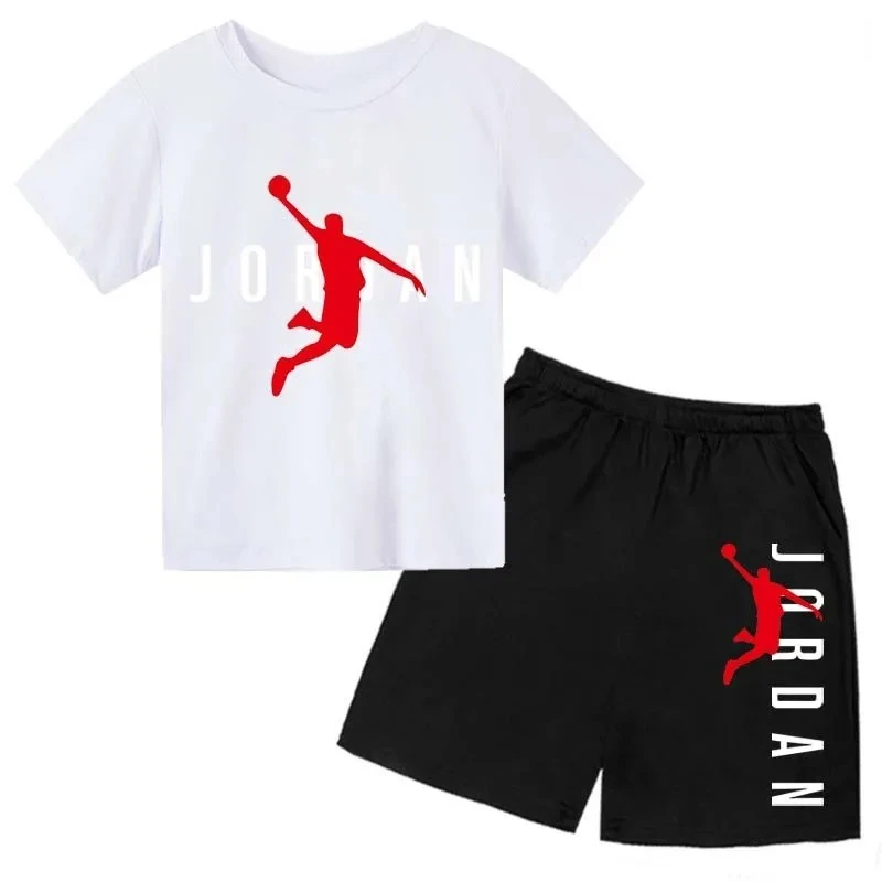Summer Brand Letter Print Short Sleeve Kid T-shirt+shorts 2pcs Set for Boys and Girls Fashionable Casual Children's Set Outfits thumbnail 2