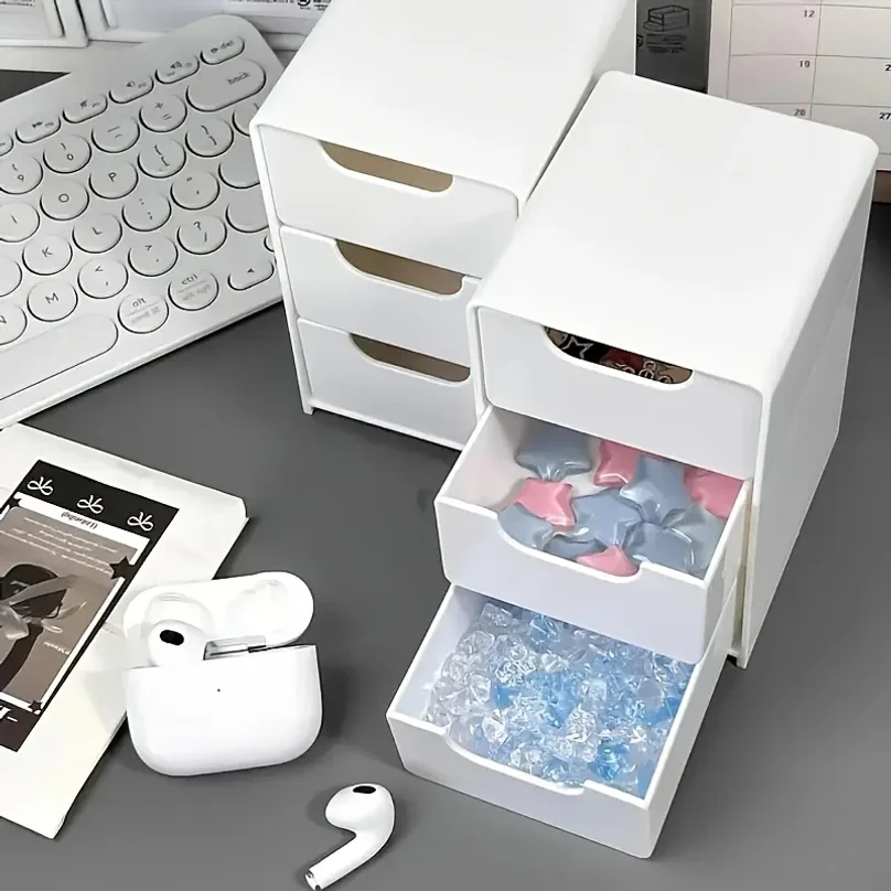 Chic 3-Tier Desk Organizer with Drawers - Ideal for Office Supplies, Jewelry & Cosmetics Storage - Portable Divider Box thumbnail 5