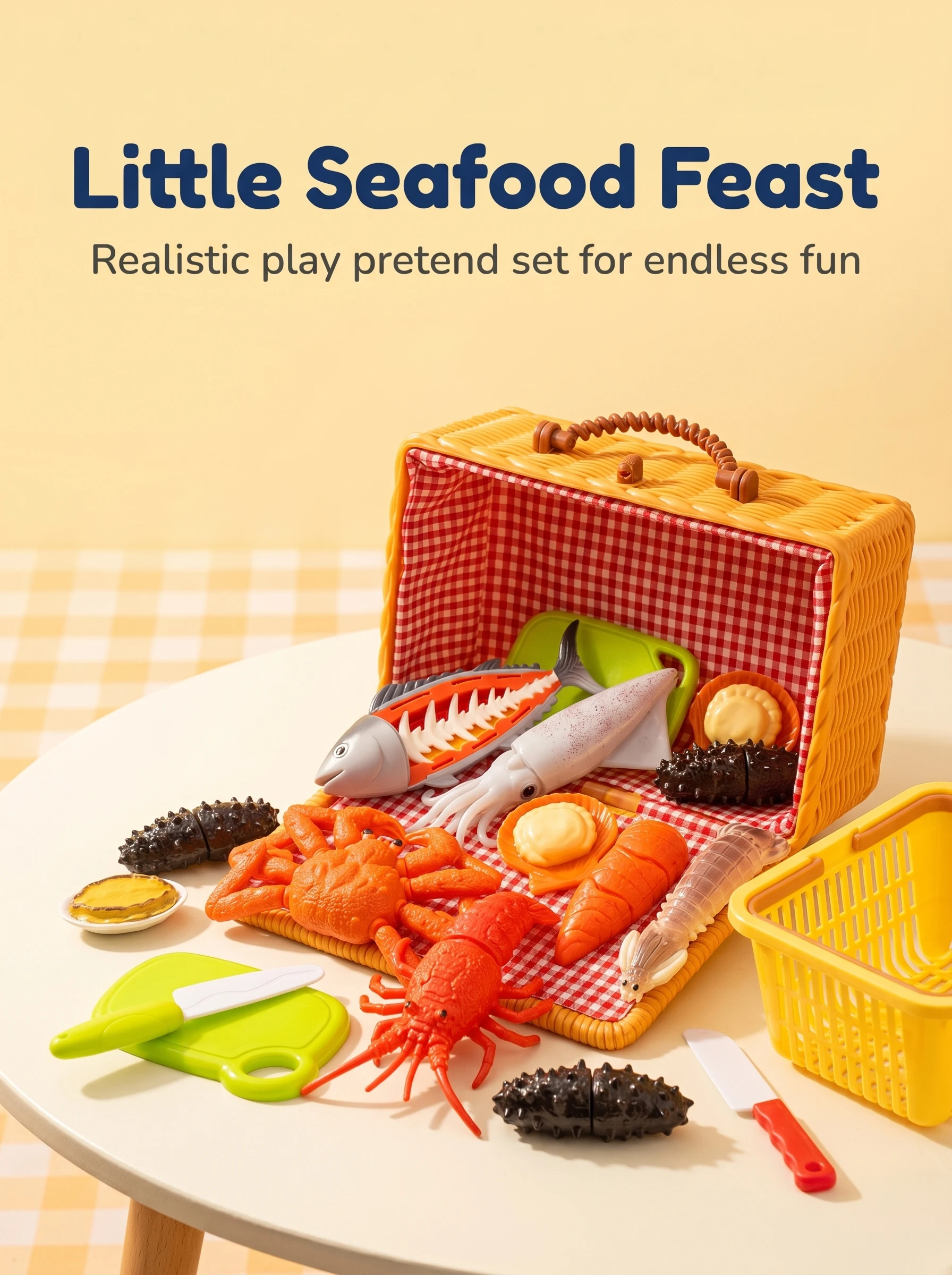 Cutting Play Food Toys Kitchen Set Pretend Play Simulate Seafood Lobster Crab Model for Toddler Educational Toys Gift for Girls thumbnail 2