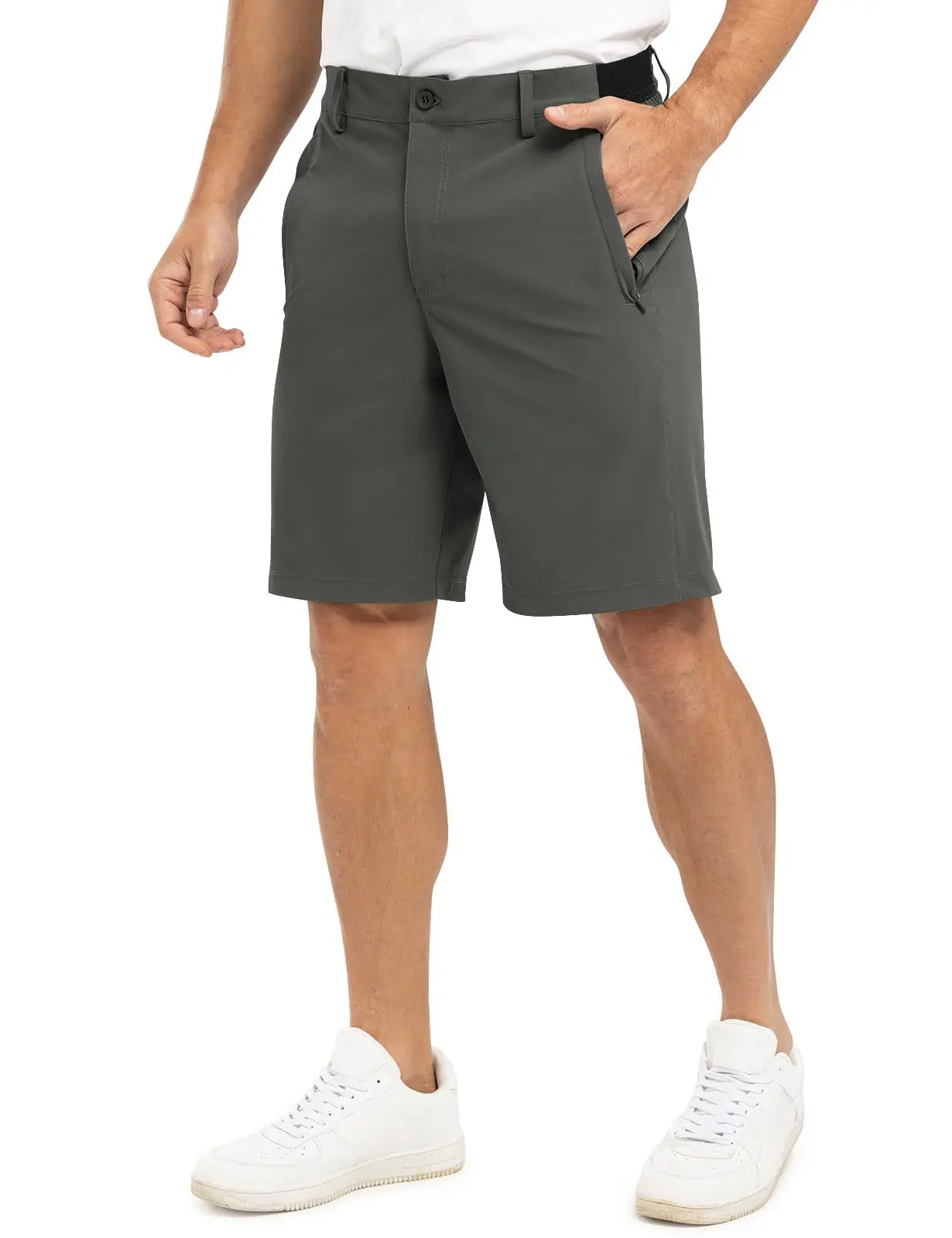2021 New Summer 100% Cotton Solid Shorts Men High Quality Casual Business Social Elastic Waist Men Shorts 10 Colors Beach Shorts thumbnail 6