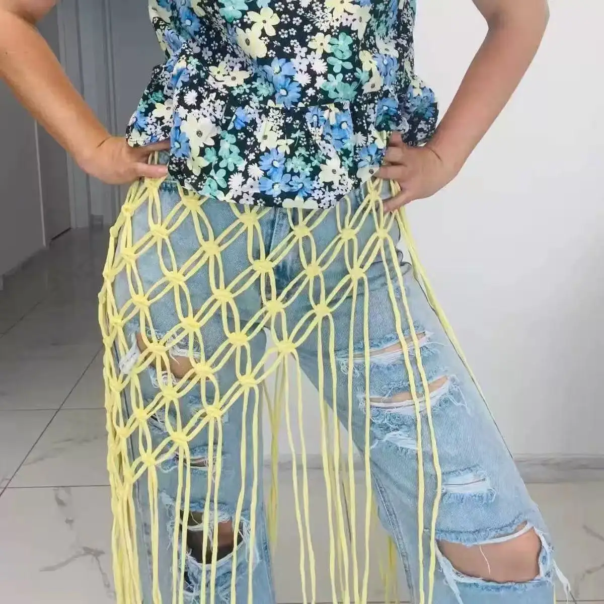 Mesh Tulle Tassel Waist Belt, Personality Waist Decor for Suit & Jeans, Essential Soul Accessory for Outfit thumbnail 4