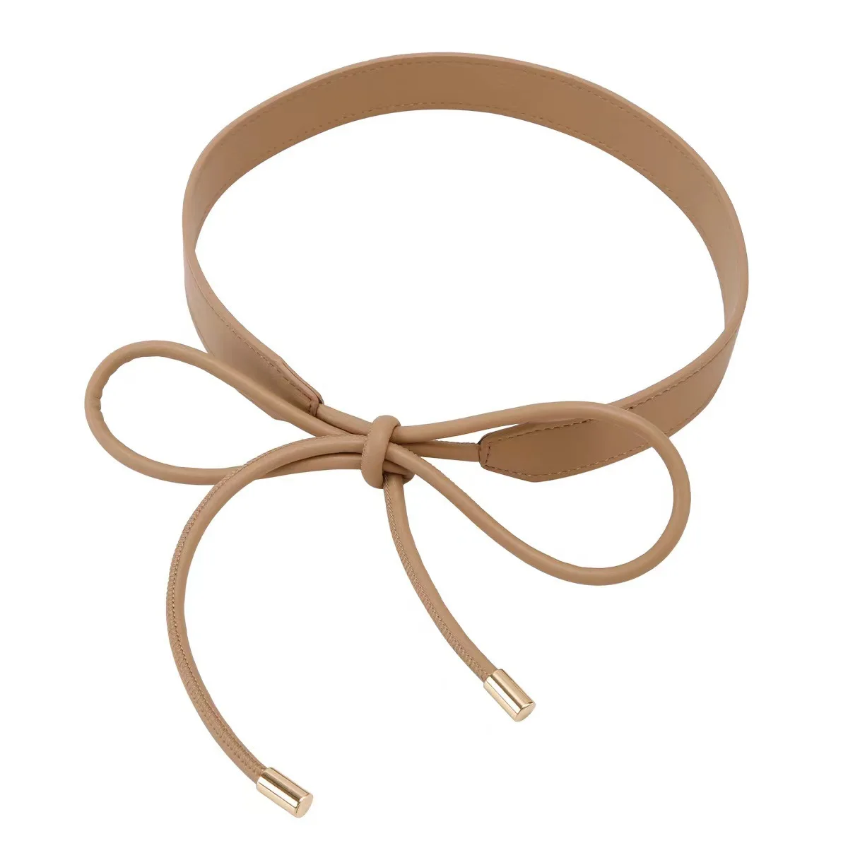 Korean Ins Style Faux Leather Tie Waist Belt, Fashion Bow Knot Rope Belt for Dress, Slimming Cinched Waist Accessory thumbnail 3