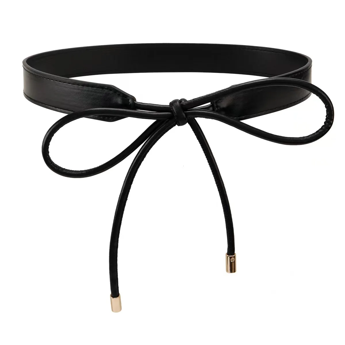 Korean Ins Style Faux Leather Tie Waist Belt, Fashion Bow Knot Rope Belt for Dress, Slimming Cinched Waist Accessory thumbnail 2