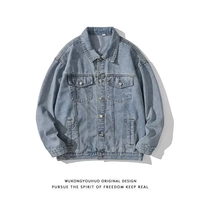 Retro American Denim Jacket Men's Autumn Winter New Trendy Loose Fashionable Versatile Top for Couples High Street Style thumbnail 2