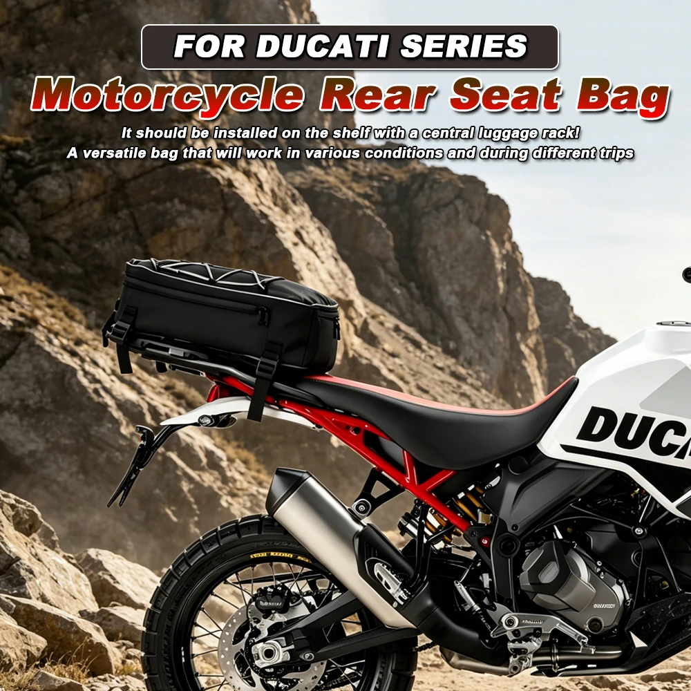 For Ducati Desert X/V2/Rally Motorcycle Tail Bag Rear Seat Bag Waterproof High Capacity Universal Parts DESMO450 MX DESMO450 EDX