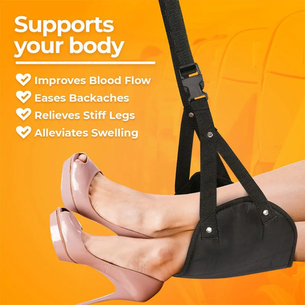 Portable Airplane Footrest Adjustable Strap Comfortable Plane Travel Foot Hammock Feet Rest Hanger for Airplane Train Office Car thumbnail 5