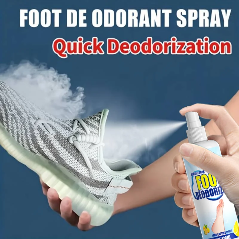 KJM 120ml Foot Deodorizer Spray - Quick Odor Eliminator for Shoes, Socks & Feet, Long-Lasting Fresh Scent