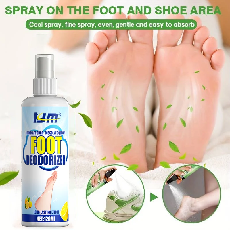 KJM 120ml Foot Deodorizer Spray - Quick Odor Eliminator for Shoes, Socks & Feet, Long-Lasting Fresh Scent thumbnail 4