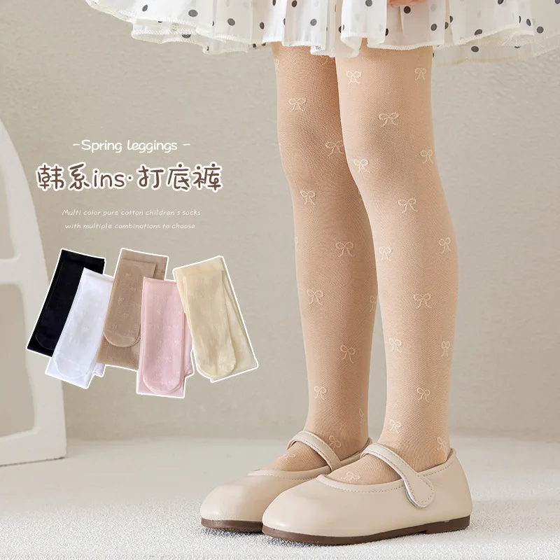 Girls Summer Thin Tights Bowknot Dancing Pantyhose
