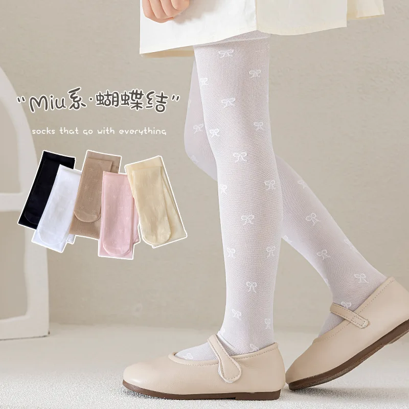 Girls Summer Thin Tights Bowknot Dancing Pantyhose thumbnail 2