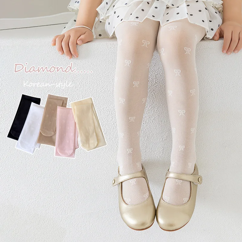 Girls Summer Thin Tights Bowknot Dancing Pantyhose thumbnail 3