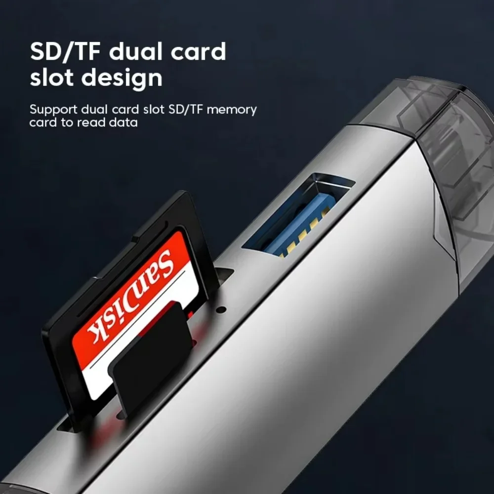 Multifunction USB 3.0 Type C Card Reader 6 in 1 OTG Adapter TF SD U Disk Memory Card Reader for Phone Laptop Computer thumbnail 2