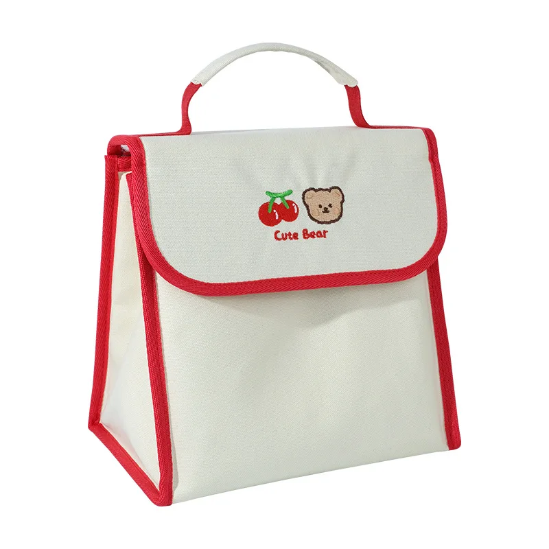 Cute Bear Lunch Bag Girls Insulated Canvas Cooler Handbag Aluminium Foil Thermal Food Box Family School Picnic Dinner Container thumbnail 5