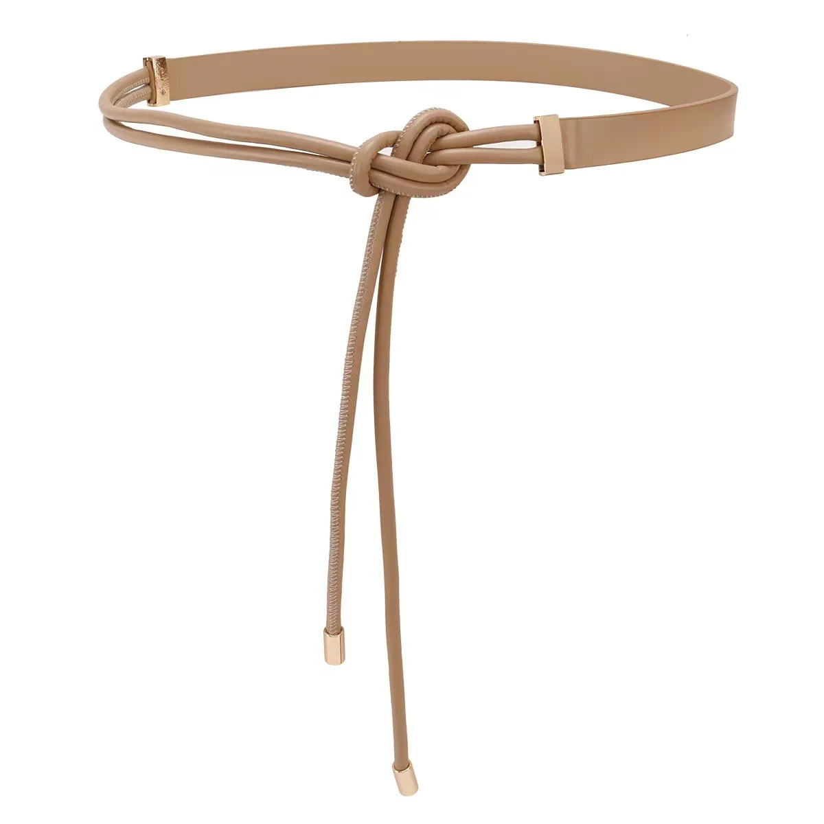 Korean Style Elastic Waist Tie Rope Belt for Women, Simple Versatile Decorative Leather Rope Knot Belt thumbnail 3