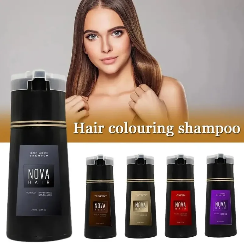 Nova Hair Dyeing 3-in-1 Hair Care Shampoo Natural Fast White Hair Dyed Black Hair Dye Lasting Convenience Men Women Hair Care thumbnail 2