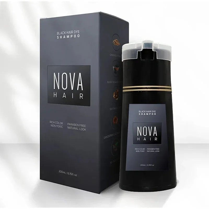 Nova Hair Dyeing 3-in-1 Hair Care Shampoo Natural Fast White Hair Dyed Black Hair Dye Lasting Convenience Men Women Hair Care thumbnail 4