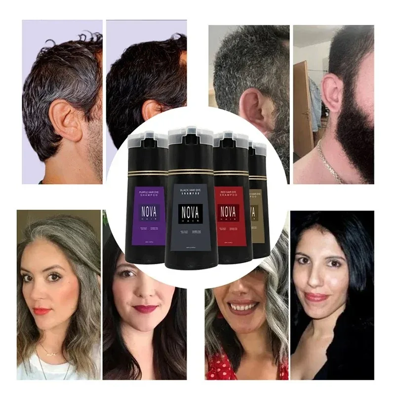 Nova Hair Dyeing 3-in-1 Hair Care Shampoo Natural Fast White Hair Dyed Black Hair Dye Lasting Convenience Men Women Hair Care thumbnail 3