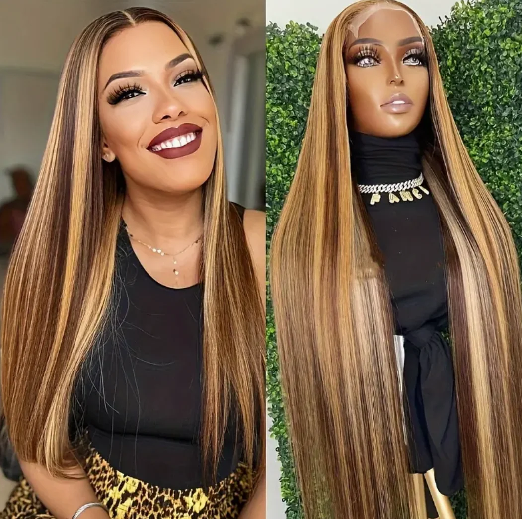 Straight Highlight Colored Synthetic Long Straight Hair Wigs Heat Resistant Fiber costumes,wigs for cosplay,parties