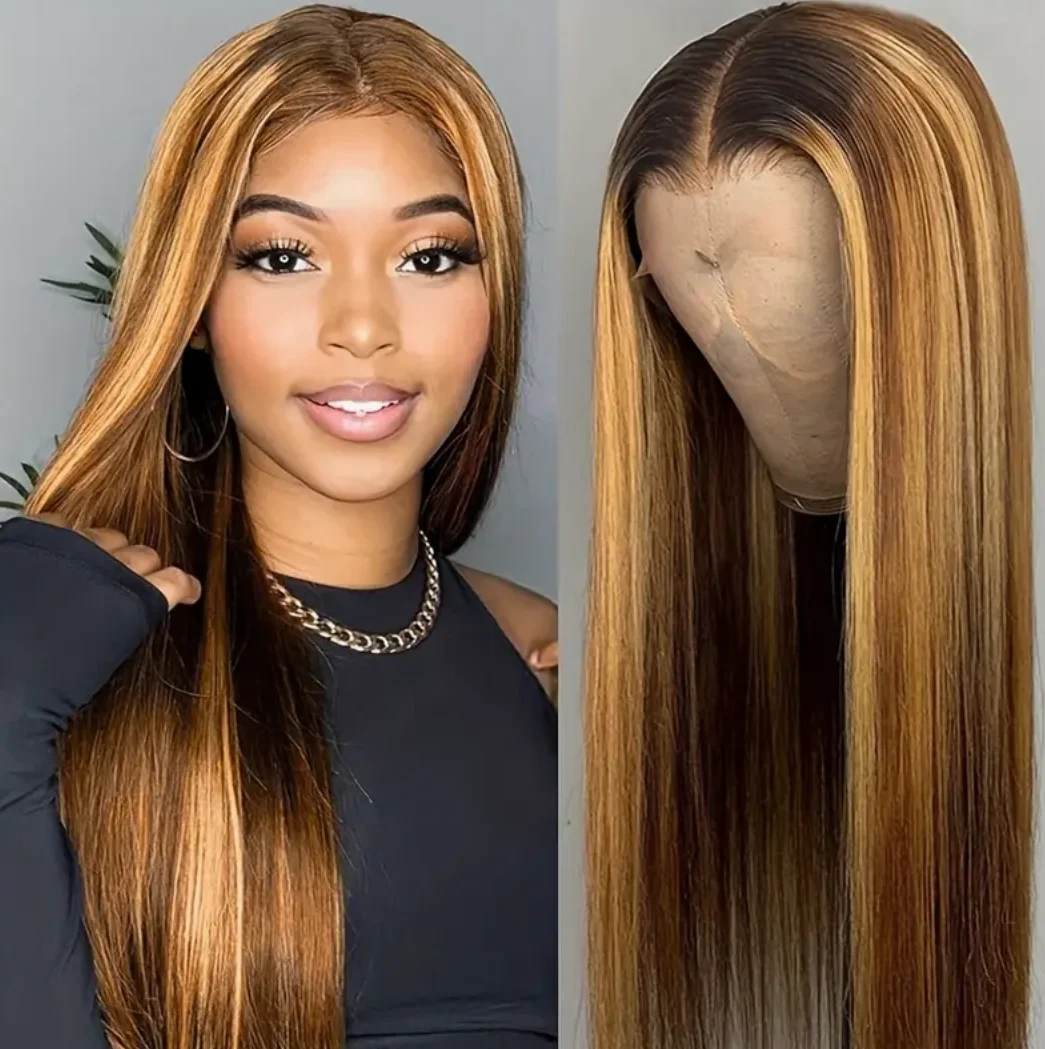 Straight Highlight Colored Synthetic Long Straight Hair Wigs Heat Resistant Fiber costumes,wigs for cosplay,parties thumbnail 3