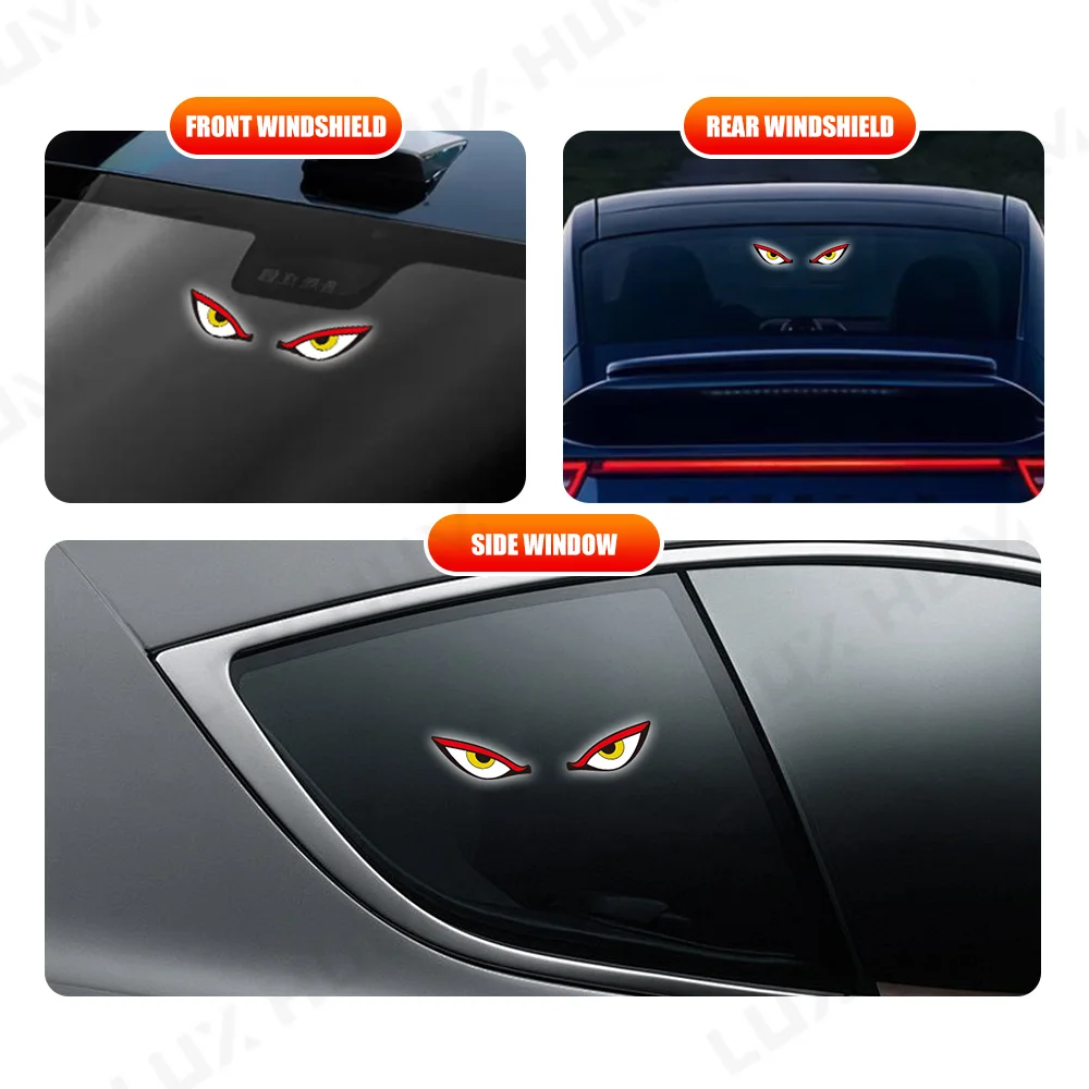 Solar Powered Car Window Decorative Light Wireless Cool Devil's Eyes Led Light Rechargeable Automatic On/Off Breathing Lamp thumbnail 5