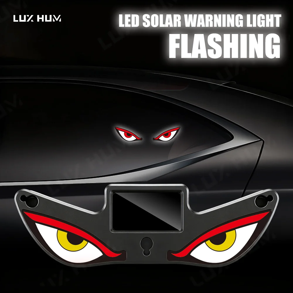 Solar Powered Car Window Decorative Light Wireless Cool Devil's Eyes Led Light Rechargeable Automatic On/Off Breathing Lamp thumbnail 6